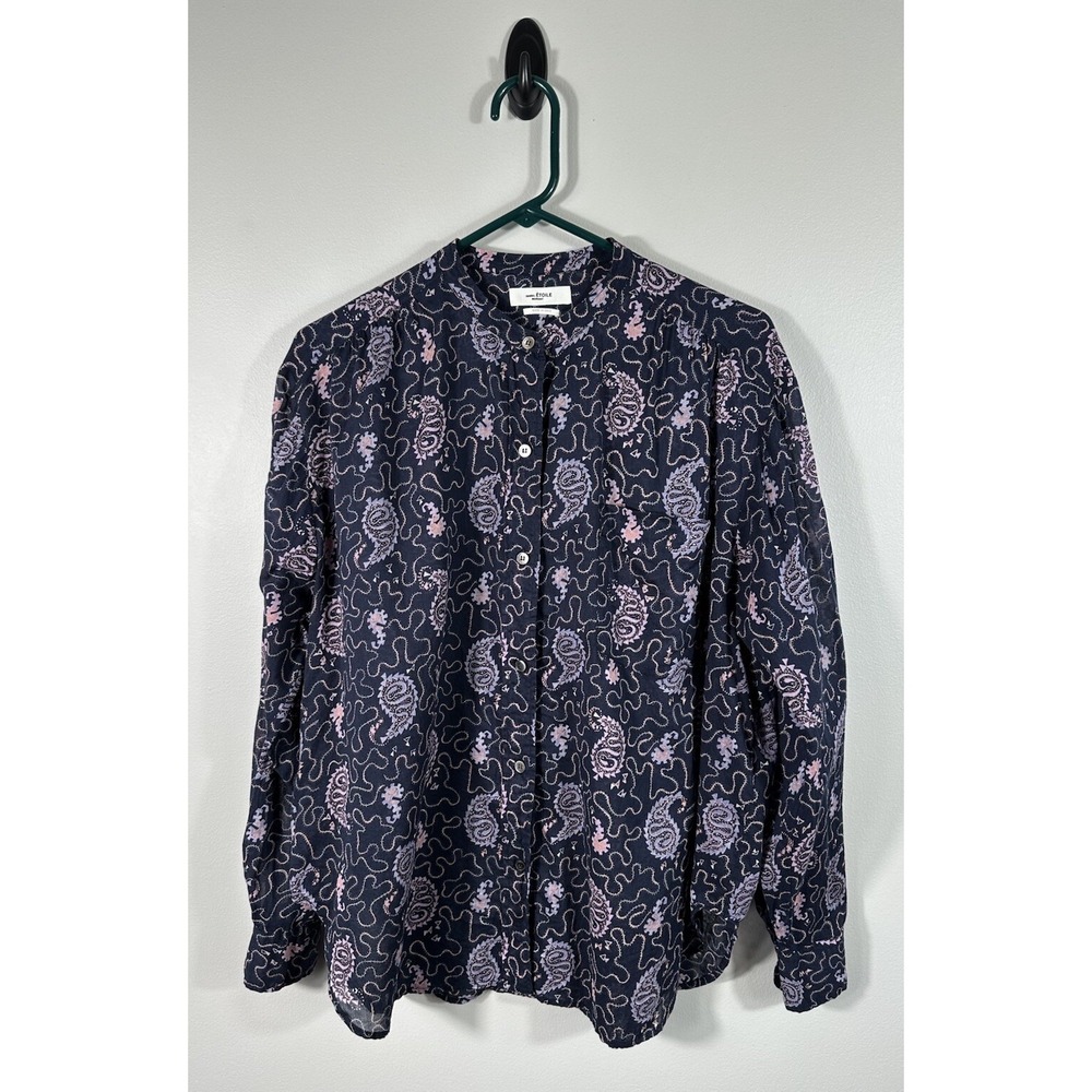 Isabel Marant Etoile Top Womens 36 US 6/8 Blue Mexika Paisley Cotton Tunic